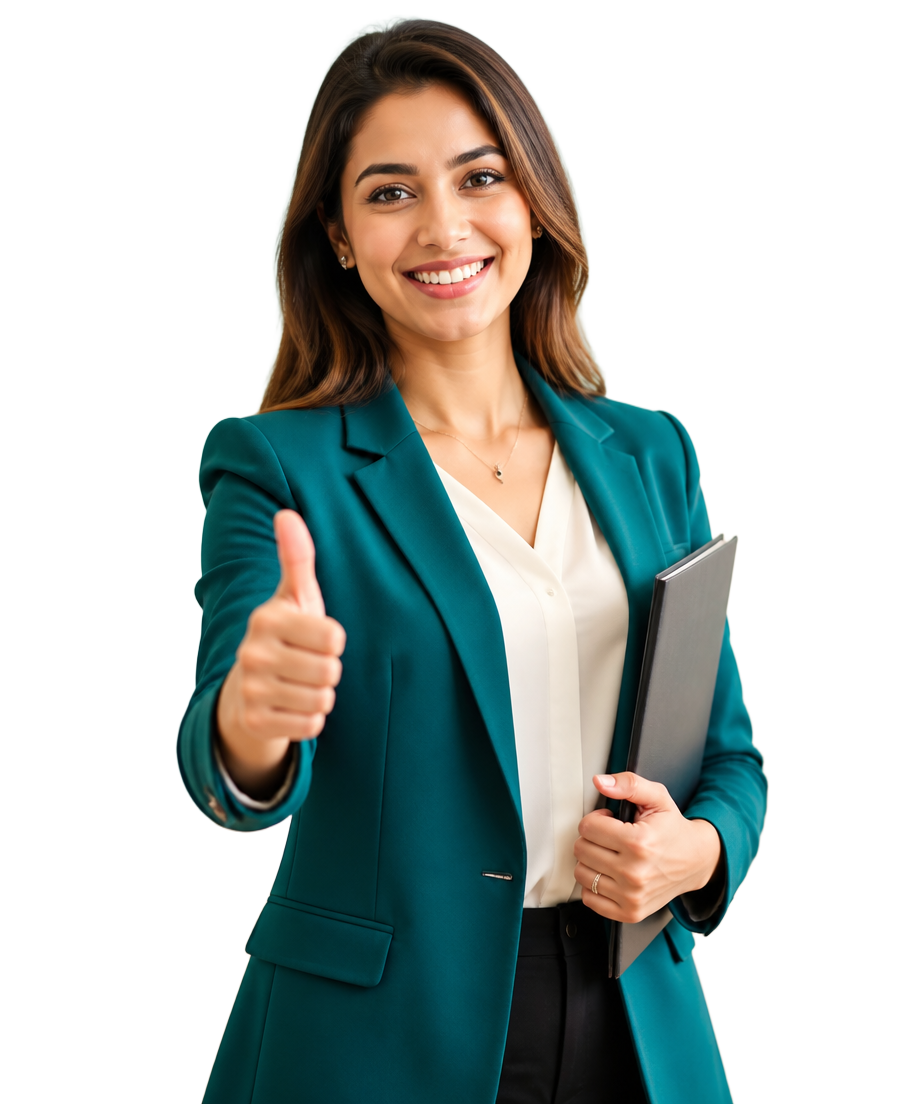 Friendly HR consultant giving a thumbs up